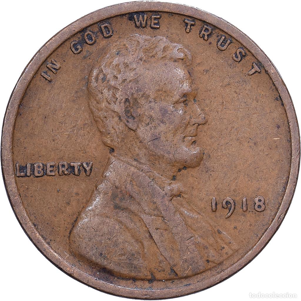Monedas antiguas de Am&eacute;rica: [#1530844] Estados Unidos, Cent, Lincoln Cent, 1918, U.S. Mint, Bronce, MBC, KM:132