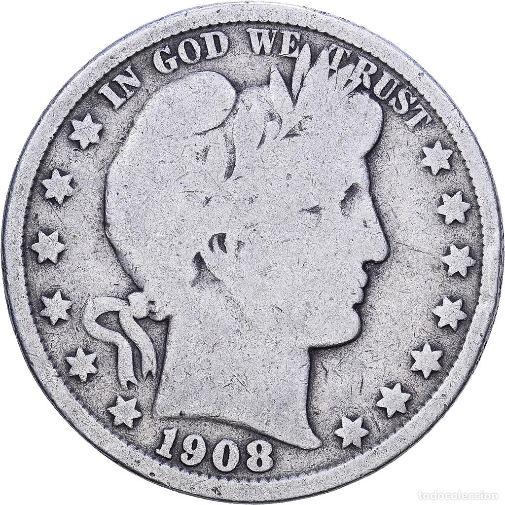 Monedas antiguas de Am&eacute;rica: [#1531183] Estados Unidos, Half Dollar, Barber Half Dollar, 1908, U.S. Mint, Plata, BC+