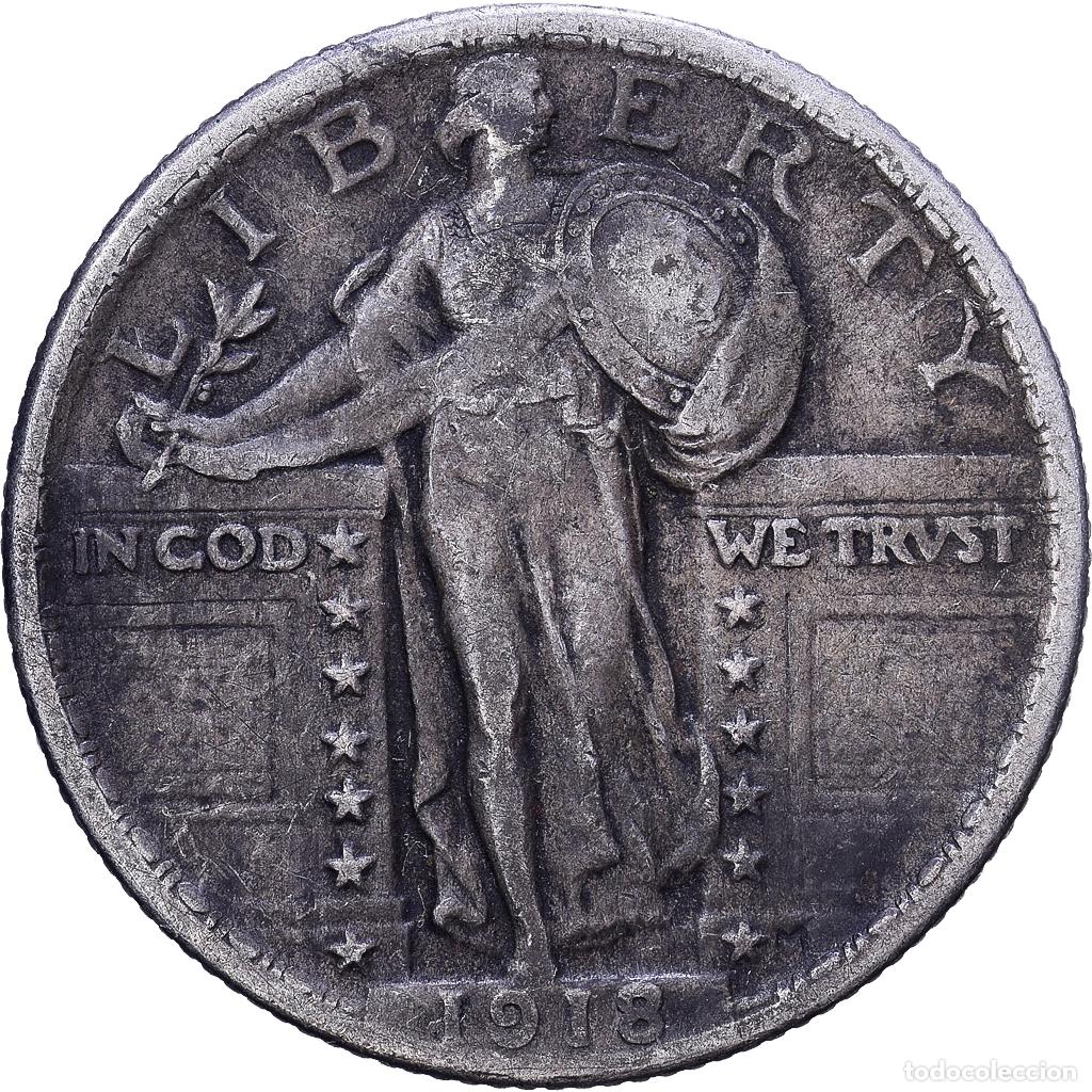 Monedas antiguas de Am&eacute;rica: [#1531231] Estados Unidos, Standing Liberty Quarter, 1918, Philadelphia, Plata, BC+, KM:145