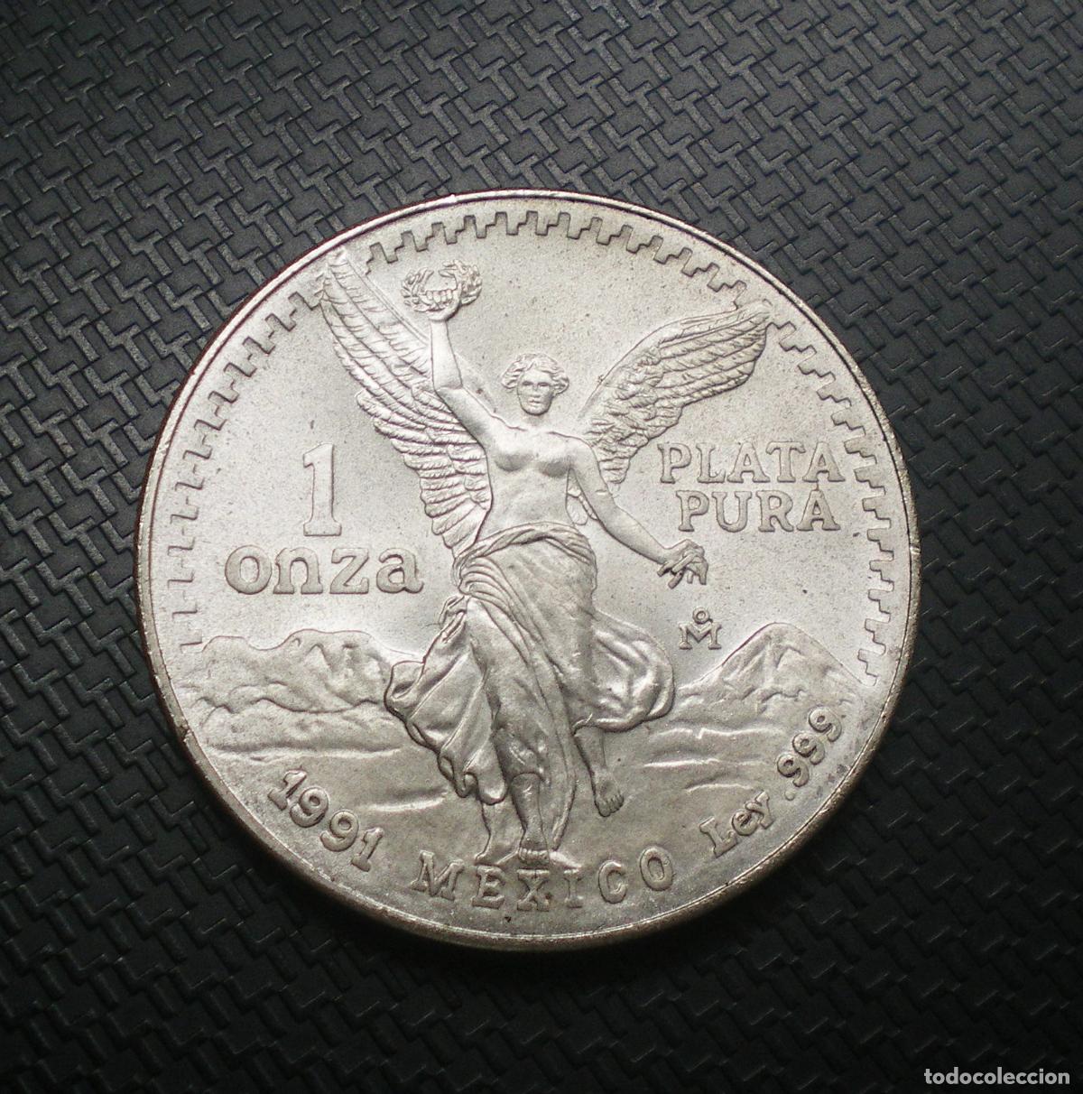 Monedas antiguas de Am&eacute;rica: MEXICO - 1 ONZA de PLATA PURA 1991