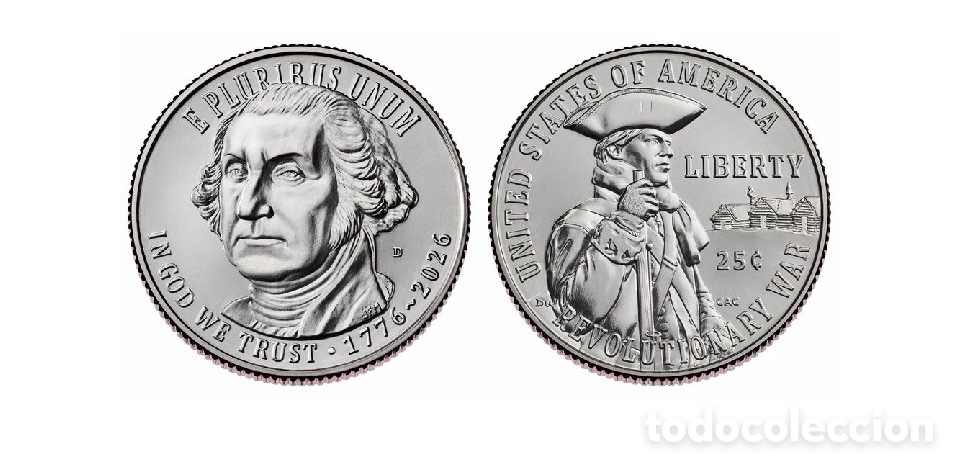 Monedas antiguas de Am&eacute;rica: 1/4 Dolar 2026 Guerra Independencia ceca P
