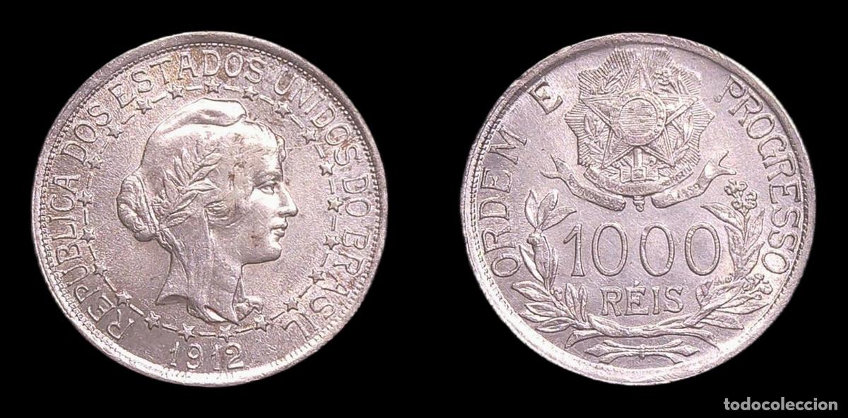 Monedas antiguas de Am&eacute;rica: BRASIL BRAZIL 1000 REIS 1912 EBC/EBC+ PLATA