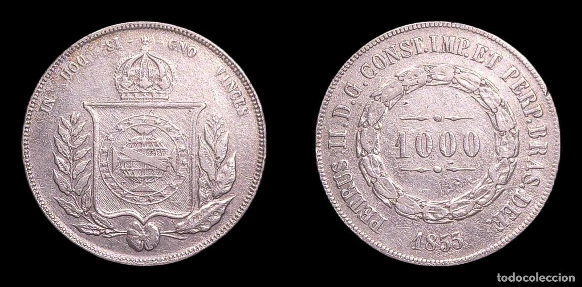 Monedas antiguas de Am&eacute;rica: BRASIL BRAZIL 1000 REIS 1855 MBC- PLATA
