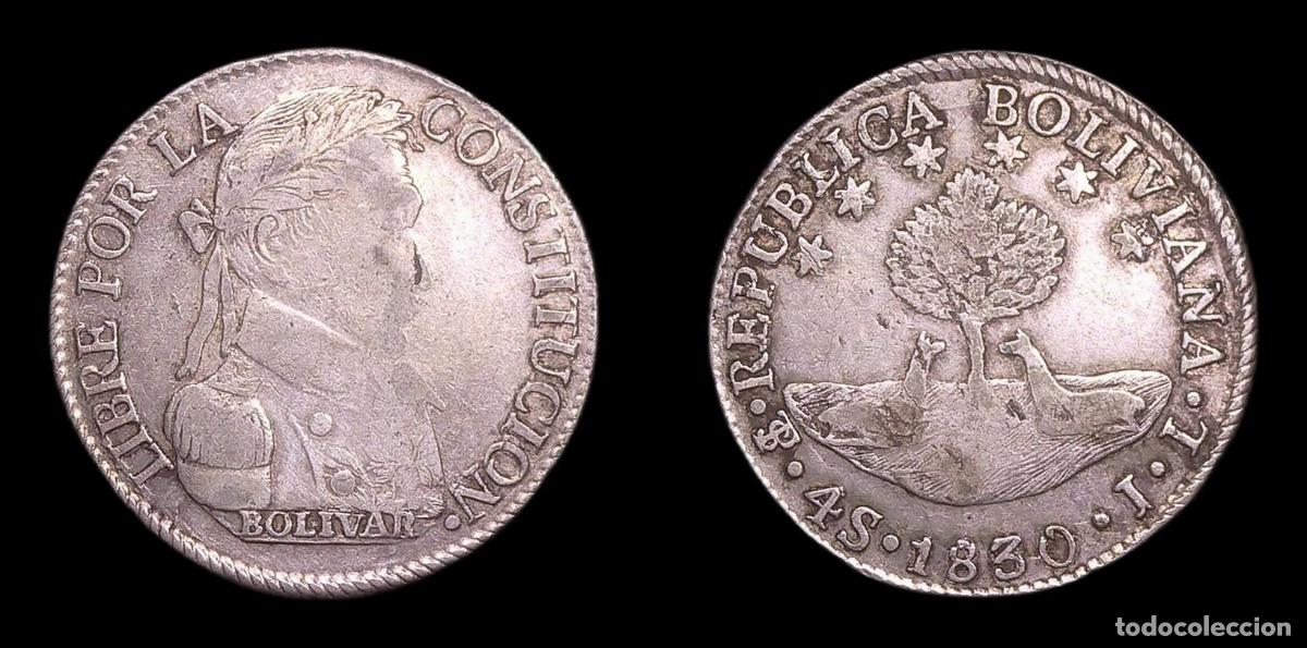 Monedas antiguas de Am&eacute;rica: BOLIVIA POTOSI 4 SOLES 1830 JL MBC- PLATA