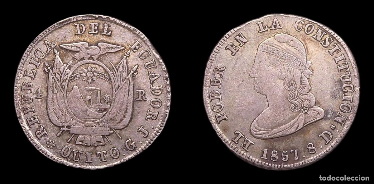 Monedas antiguas de Am&eacute;rica: ECUADOR QUITO 4 REALES 1857