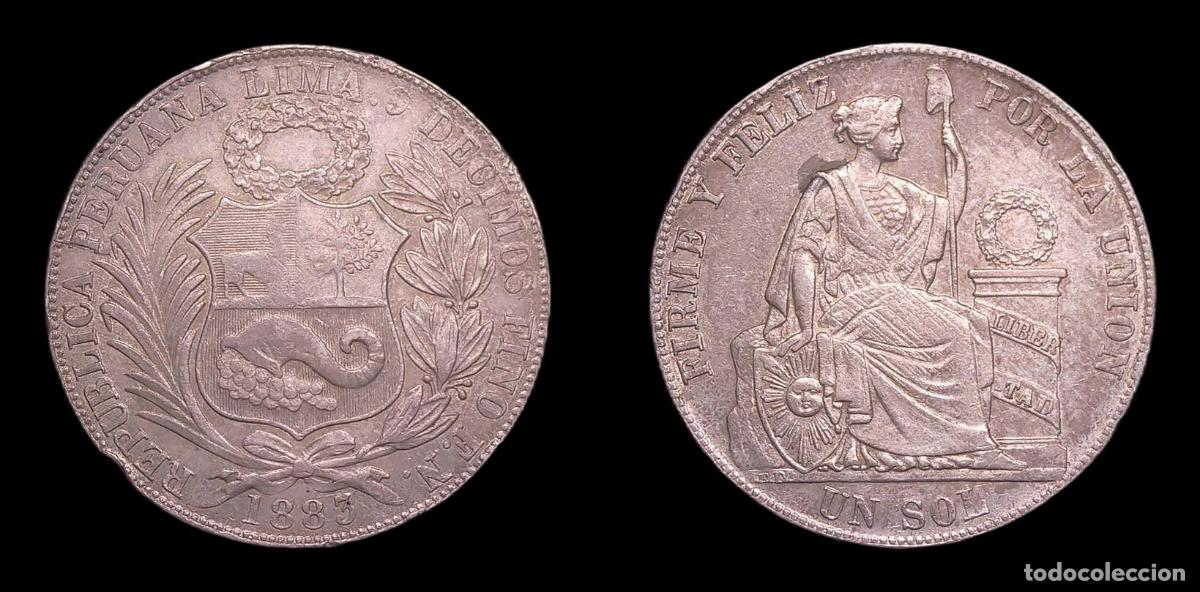 Monedas antiguas de Am&eacute;rica: PERU LIMA 1 SOL 1883 FN
