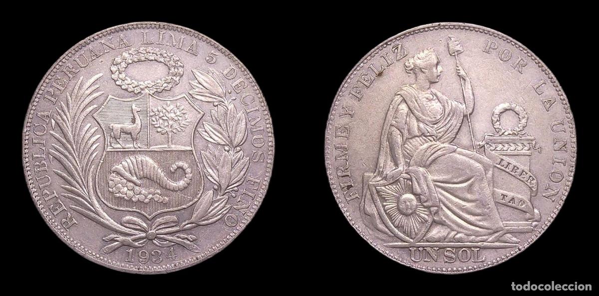 Monedas antiguas de Am&eacute;rica: PERU LIMA 1 SOL 1934 - Foto 2