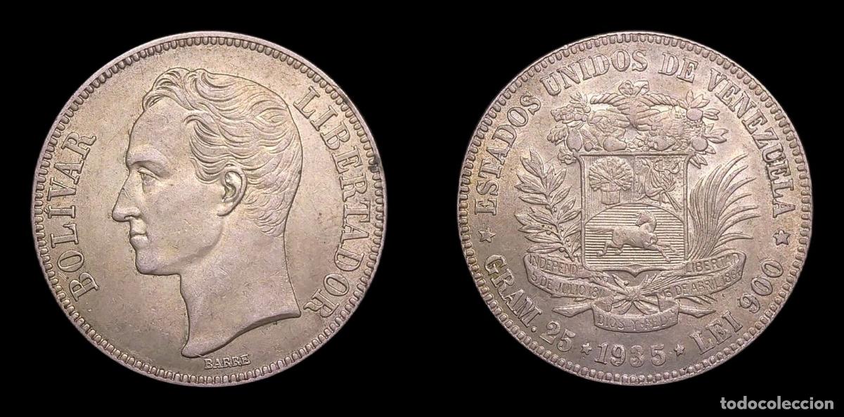 Monedas antiguas de Am&eacute;rica: VENEZUELA 5 BOLIVARES 1935