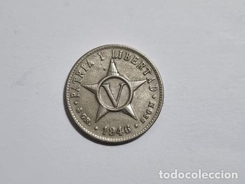 Monedas antiguas de Am&eacute;rica: Antigua Moneda Republica Cuba 5 Centavos 1946 Patria Libertad V Coleccionista