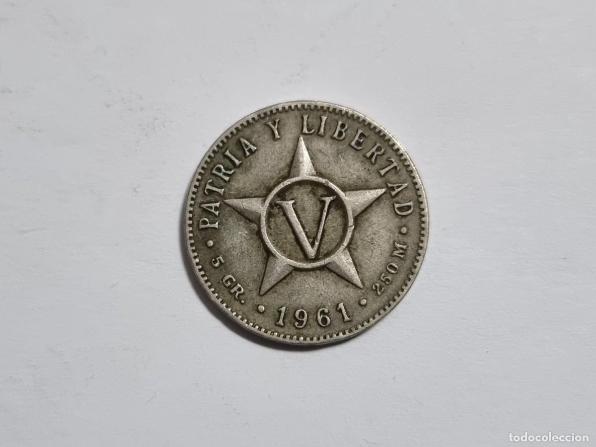 Monedas antiguas de Am&eacute;rica: Antigua Moneda Republica Cuba 5 Centavos 1961 Patria Libertad V Coleccionista
