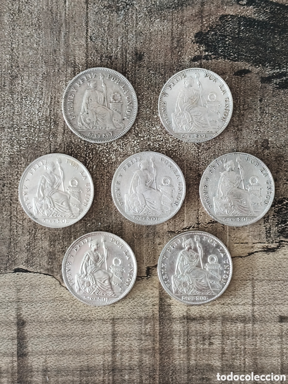 Alte M&uuml;nzen aus Amerika: 1/5 sol Per&uacute; plata 0.900 varios a&ntilde;os