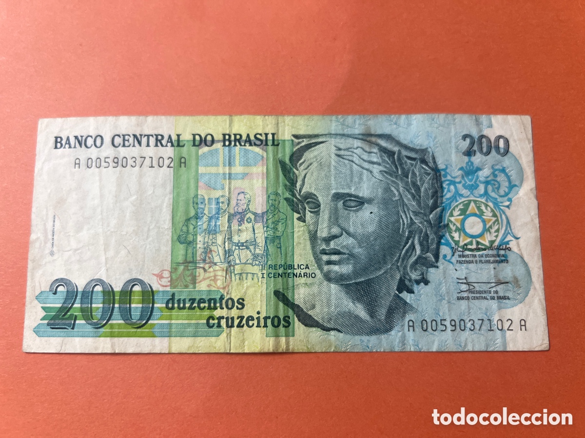 Monedas antiguas de Am&eacute;rica: A20. BILLETE DE 200 CRUZEIROS DE BRASIL