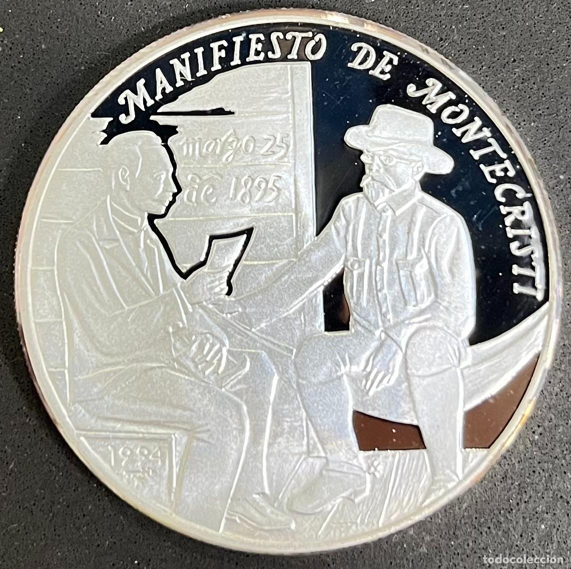 Monete antiche di America: CUBA. A&Ntilde;O 1994. 10 PESOS PLATA (999) &rdquo;MANIFIESTO DE MONTECRISTI&rdquo;. PESO 31,10 GR