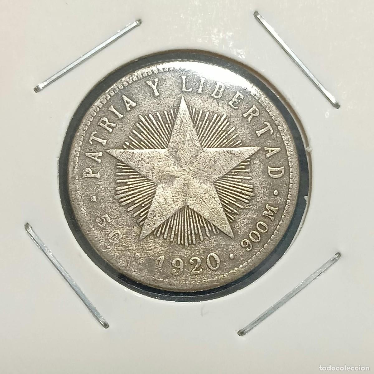 Monedas antiguas de Am&eacute;rica: Cuba. Moneda 20 centavos 1920 - Foto 2
