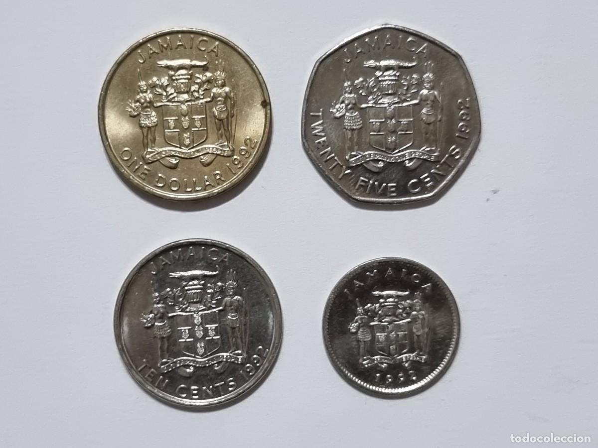 Monedas antiguas de Am&eacute;rica: Antigua SC Moneda 1 Dolar Jamaicano 25-10-5 Cents Centavos 1992 Jamaica