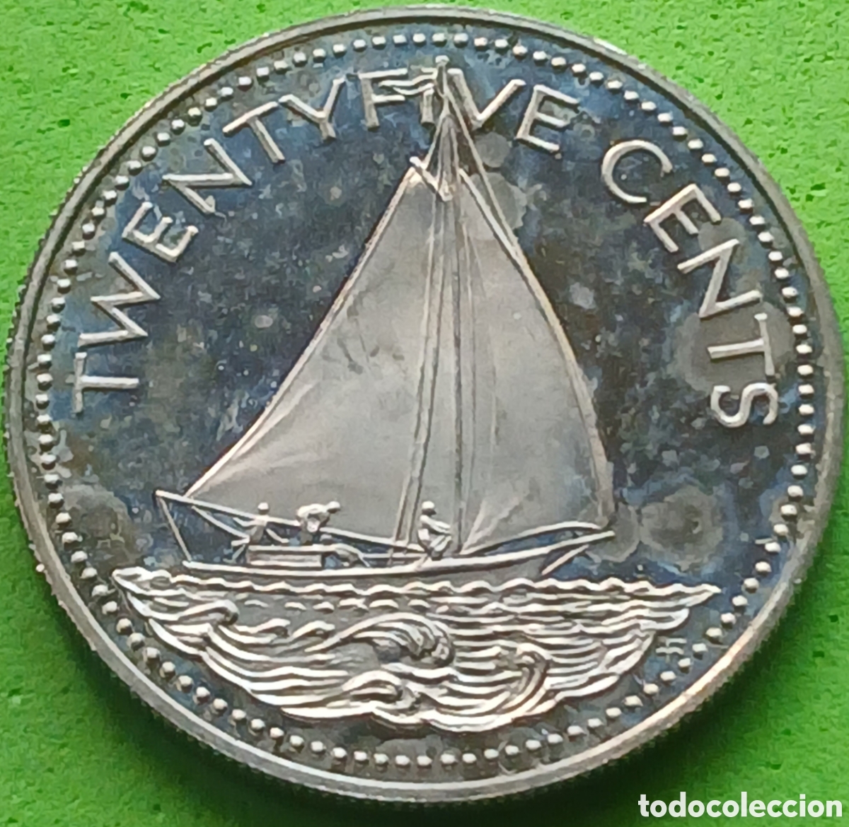 Monedas antiguas de Am&eacute;rica: Bahamas 25 cents 1974 km#63.1 poco com&uacute;n!