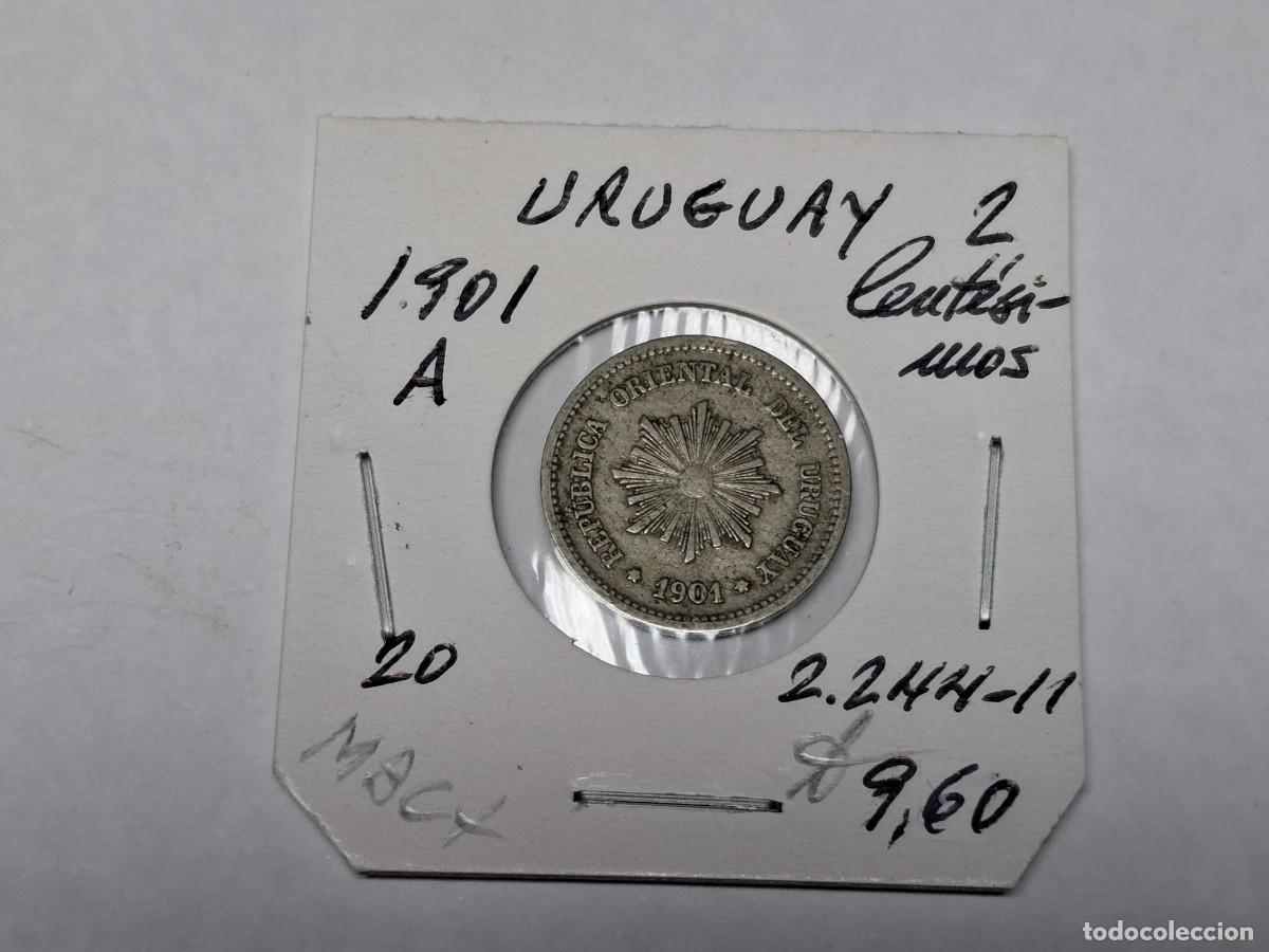 Monedas antiguas de Am&eacute;rica: 2 CENTIMOS de 1901 A KM 20 URUGUAY de MBC+