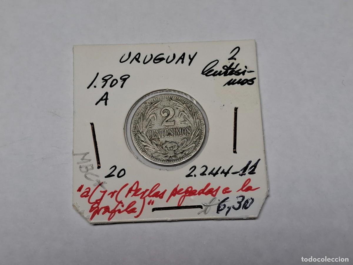 Monedas antiguas de Am&eacute;rica: 2 CENTIMOS de 1909 A KM 20 URUGUAY de MBC+