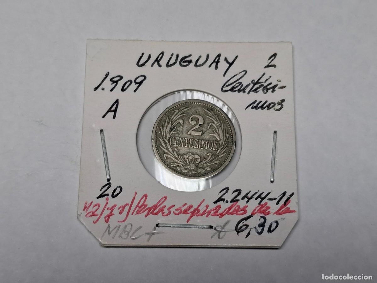 Monedas antiguas de Am&eacute;rica: 2 CENTIMOS de 1909 A KM 20 URUGUAY de MBC+