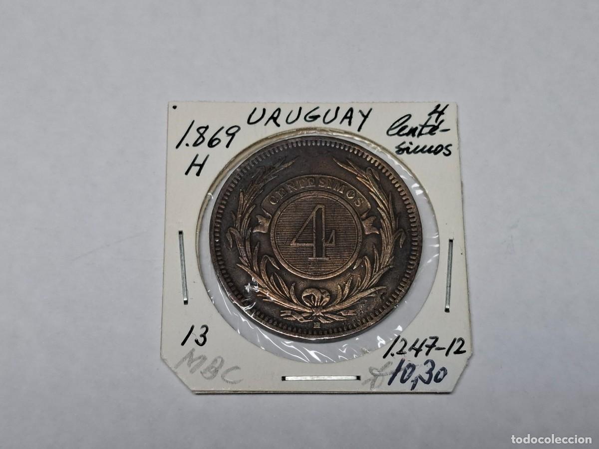 Monedas antiguas de Am&eacute;rica: 4 CENTIMOS de 1869 H KM 13 URUGUAY de MBC