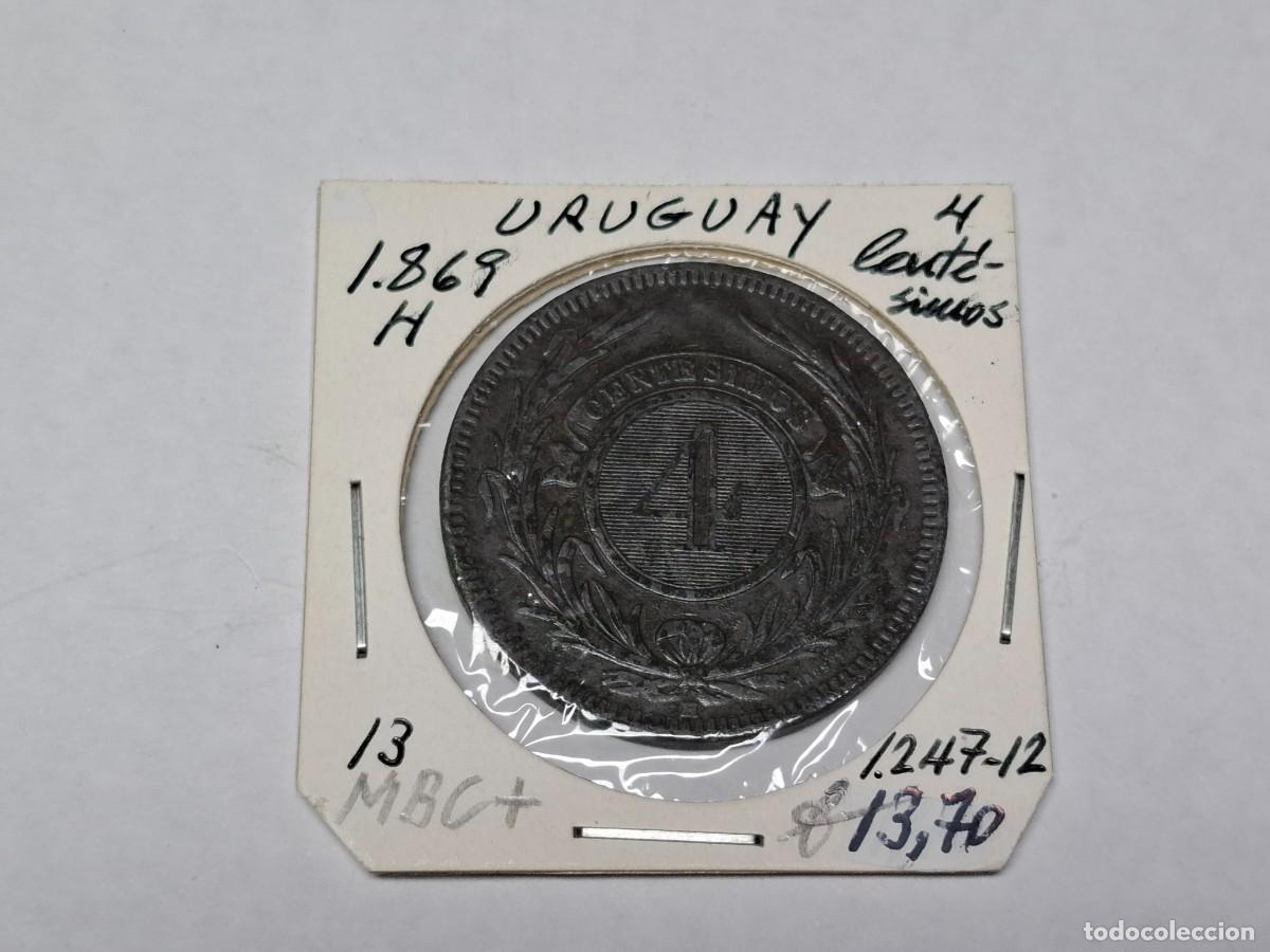 Monedas antiguas de Am&eacute;rica: 4 CENTIMOS de 1869 H KM 13 URUGUAY de MBC+