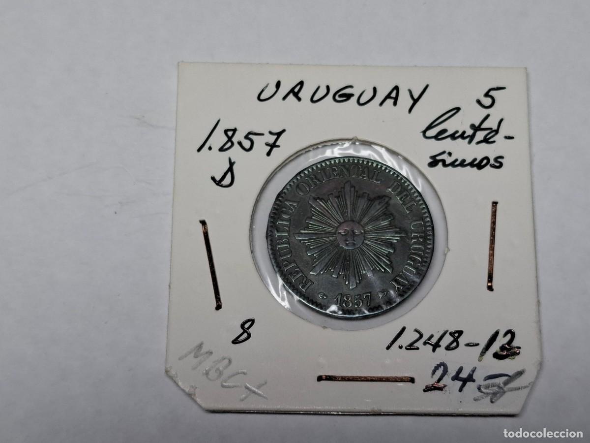 Monedas antiguas de Am&eacute;rica: 5 CENTIMOS de 1857D KM 8 URUGUAY de MBC+