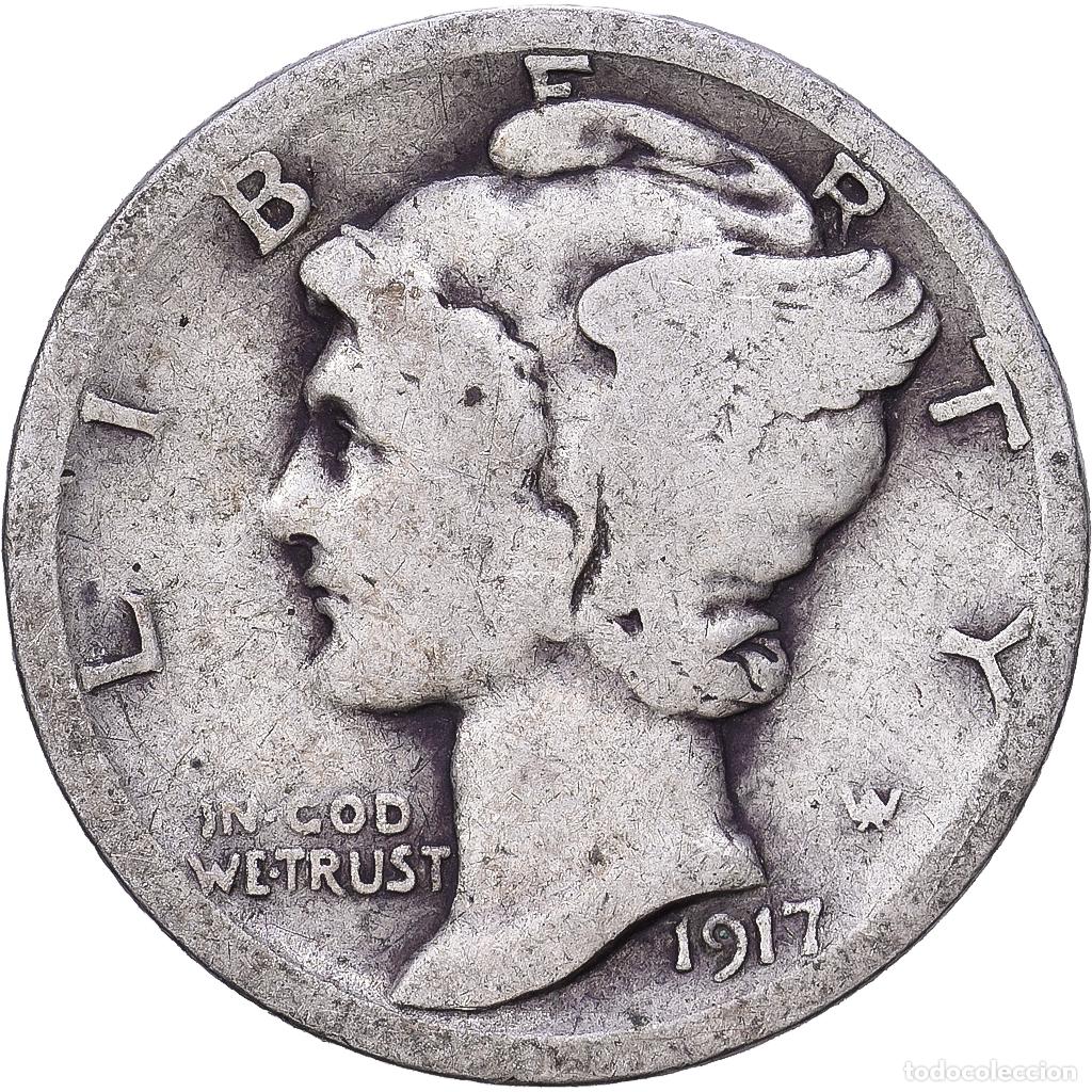 Monedas antiguas de Am&eacute;rica: [#1167945] Estados Unidos, Dime, Mercury Dime, 1917, San Francisco, Plata, BC+, KM:140