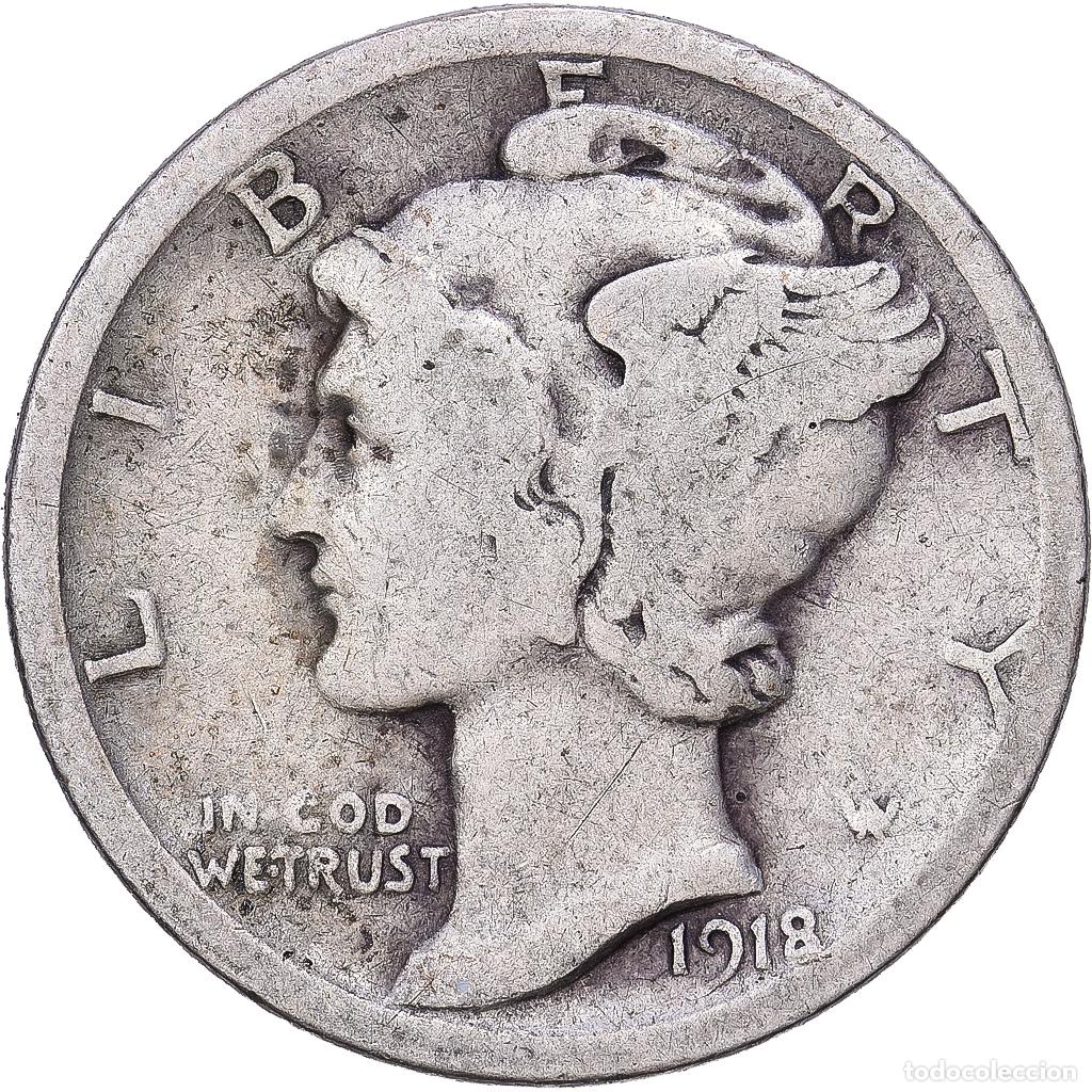 Monedas antiguas de Am&eacute;rica: [#1167947] Estados Unidos, Dime, Mercury, 1918, Denver, Plata, BC+, KM:140