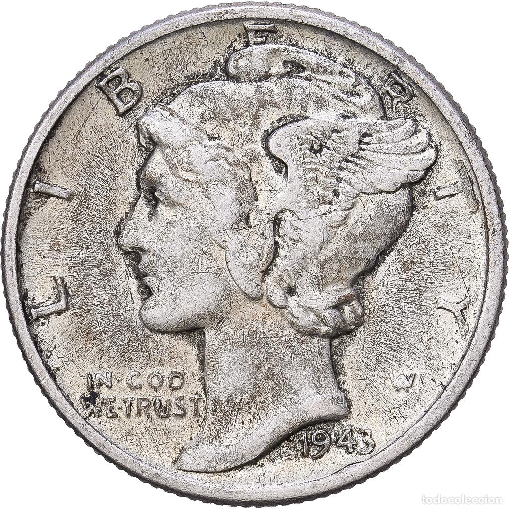 Monedas antiguas de Am&eacute;rica: [#1167957] Estados Unidos, Dime, Mercury Dime, 1943, Philadelphia, Plata, BC+, KM:140
