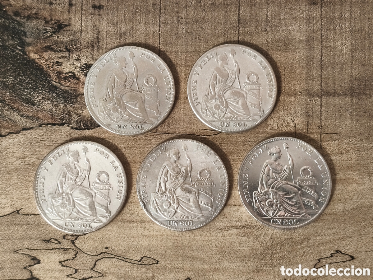 Monedas antiguas de Am&eacute;rica: 1 sol Per&uacute; plata 0.500 varios a&ntilde;os