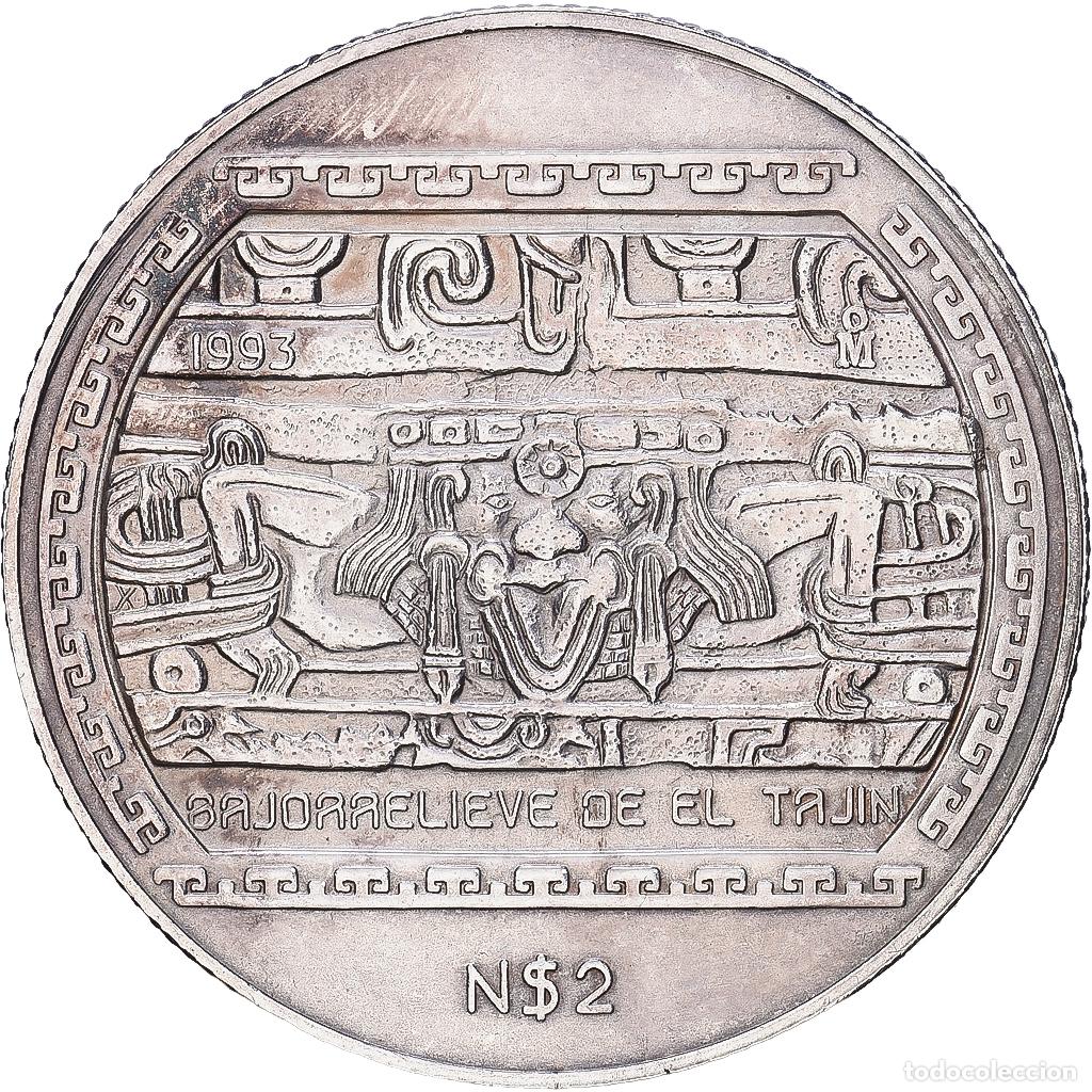 Monedas antiguas de Am&eacute;rica: [#1168093] M&eacute;xico, 2 Nuevo Pesos, 1993, Mexico City, 1/2 Oz, Plata, EBC+, KM:568