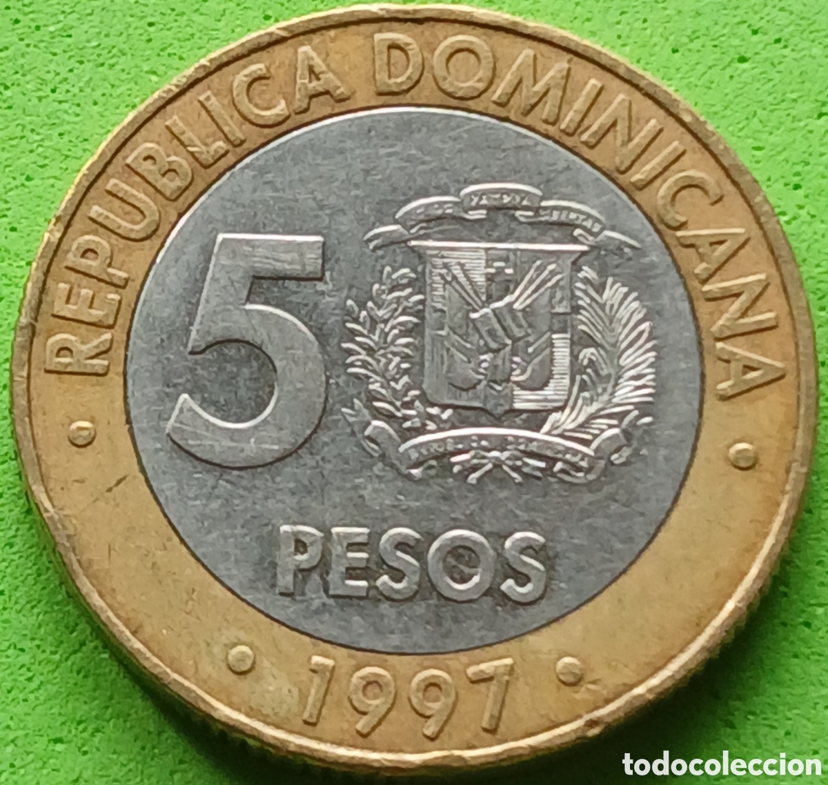 Monedas antiguas de Am&eacute;rica: Rep&uacute;blica Dominicana 5 pesos 1997 km#88 Independencia