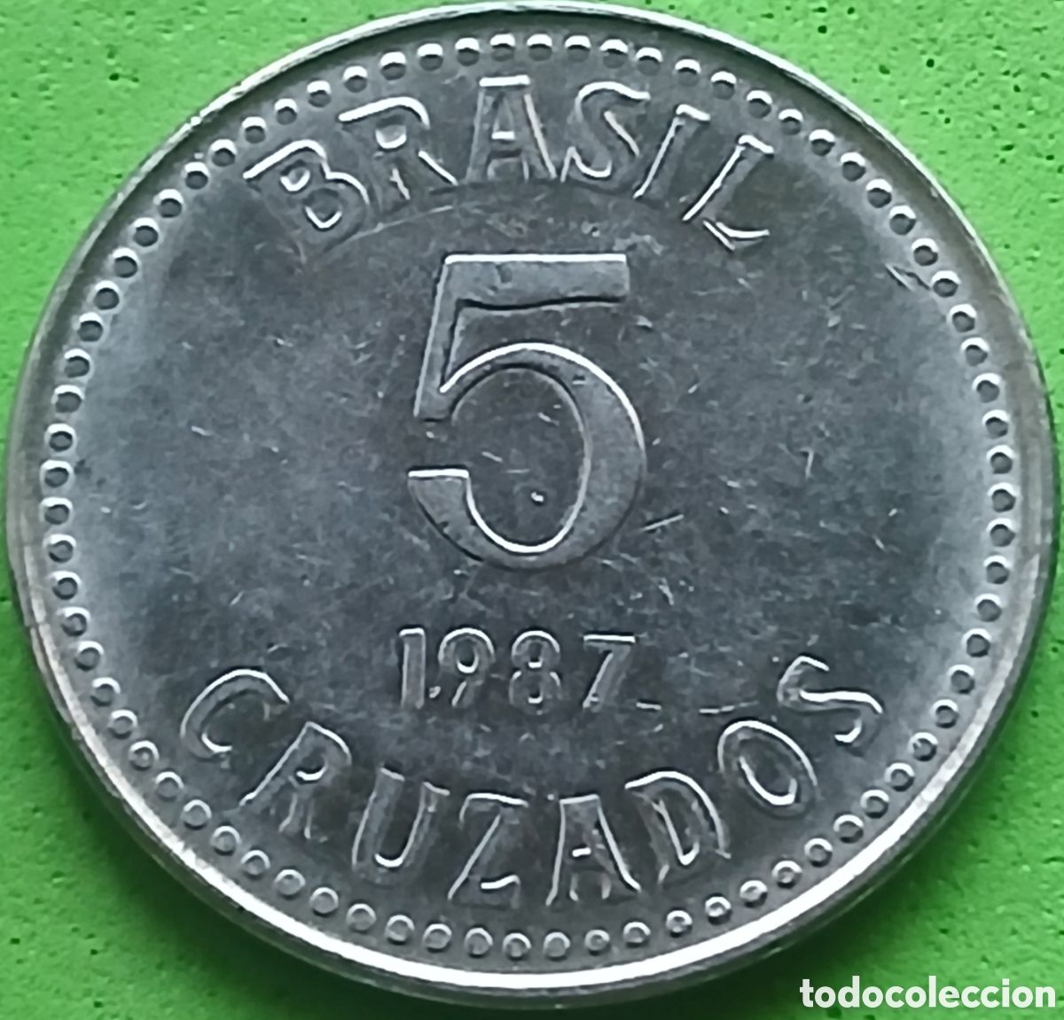 Monedas antiguas de Am&eacute;rica: Brasil 5 cruzados 1987 km#606