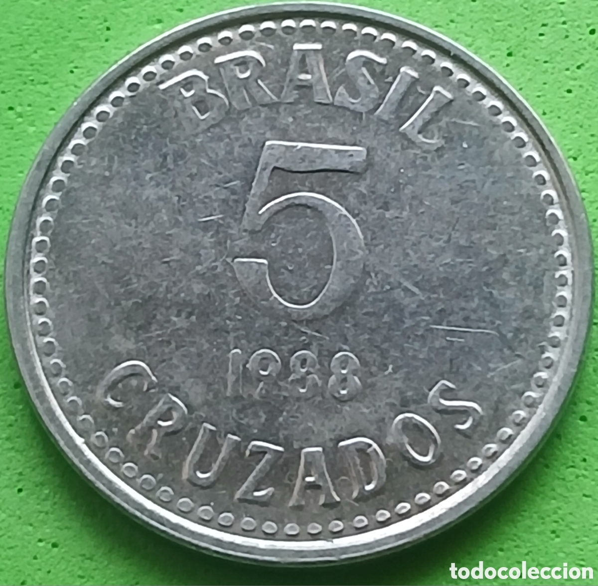 Monedas antiguas de Am&eacute;rica: Brasil 5 cruzados 1988 km#606