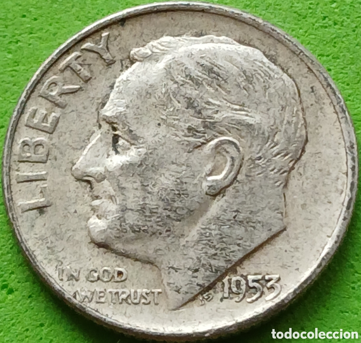 Moedas antigas da Am&eacute;rica: USA one dime 1953 D km#195 plata