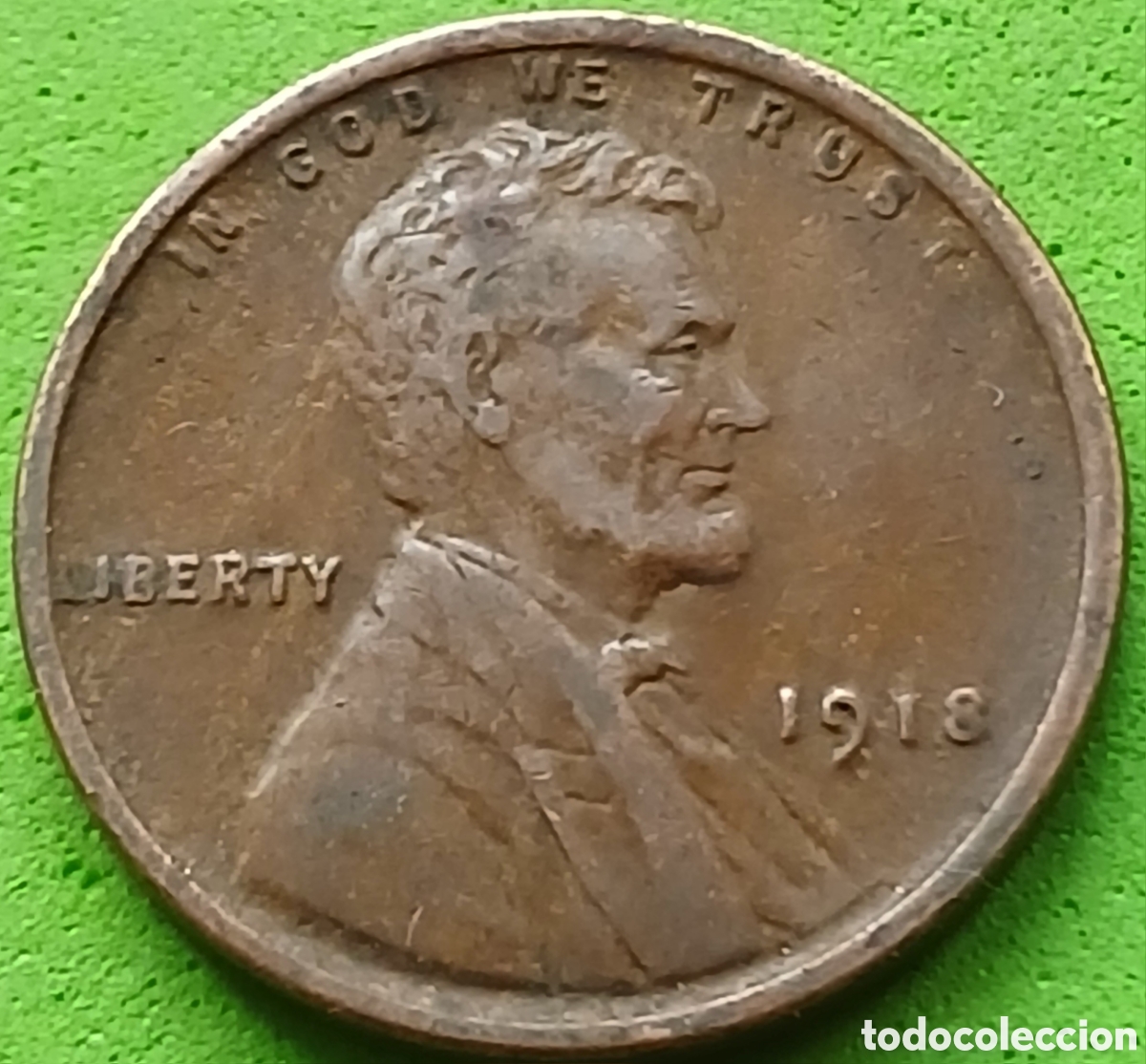 Moedas antigas da Am&eacute;rica: USA one cent 1918 km#132 sin marca de ceca