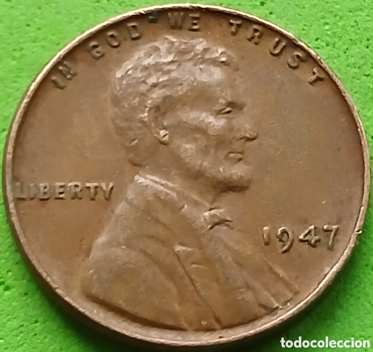 Old Coins of America: USA one cent 1947 km#132 sin marca de ceca