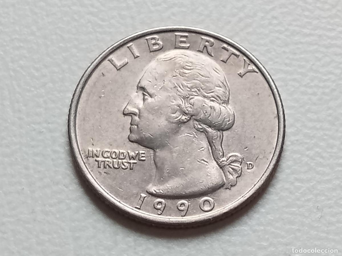 Monedas antiguas de Am&eacute;rica: ESTADOS UNIDOS USA QUARTER DOLLAR 1990 D KM.164A