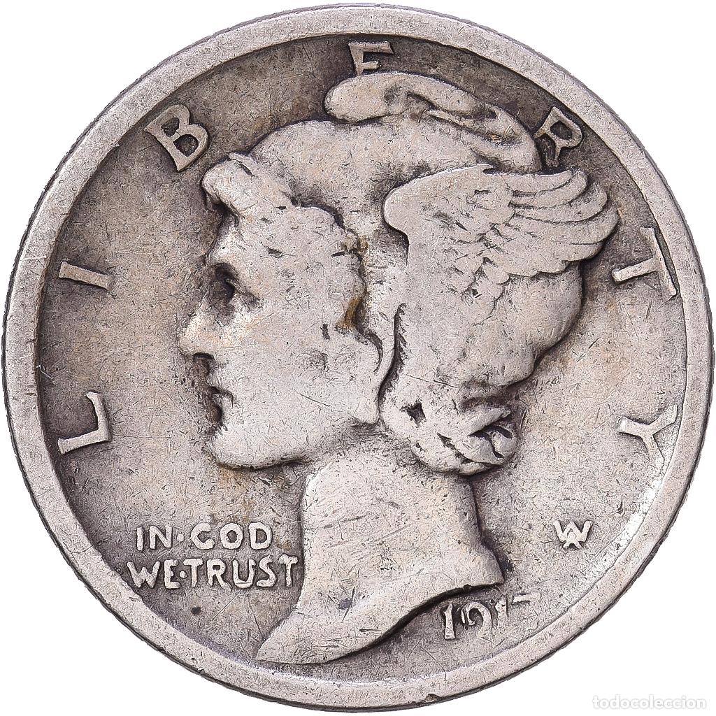 Monedas antiguas de Am&eacute;rica: [#1168231] Estados Unidos, Dime, Mercury Dime, 1917, San Francisco, Plata, BC+, KM:140