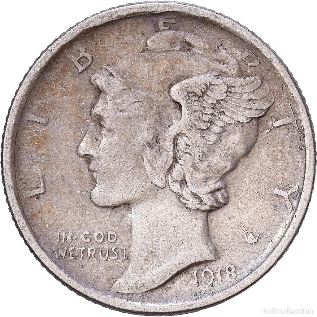Monedas antiguas de Am&eacute;rica: [#1168232] Estados Unidos, Dime, Mercury, 1918, Denver, Plata, BC+, KM:140
