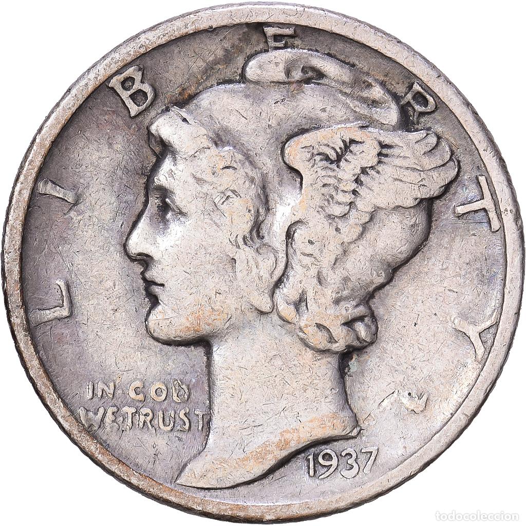 Monedas antiguas de Am&eacute;rica: [#1168233] Estados Unidos, Dime, Mercury Dime, 1937, U.S. Mint, Plata, BC+, KM:140