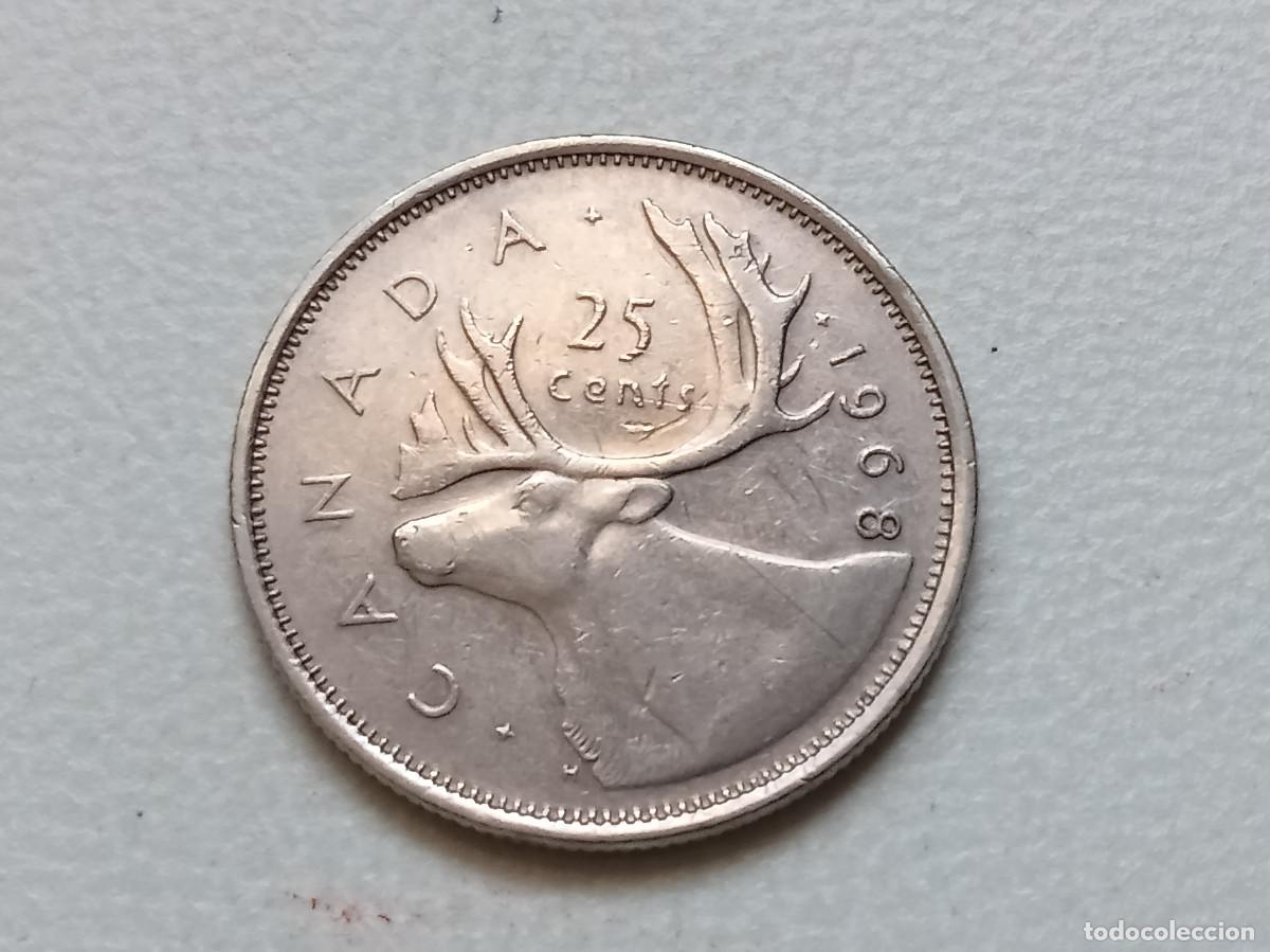 Monedas antiguas de Am&eacute;rica: CANAD&Aacute; 25 CENTS 1968 KM#62B
