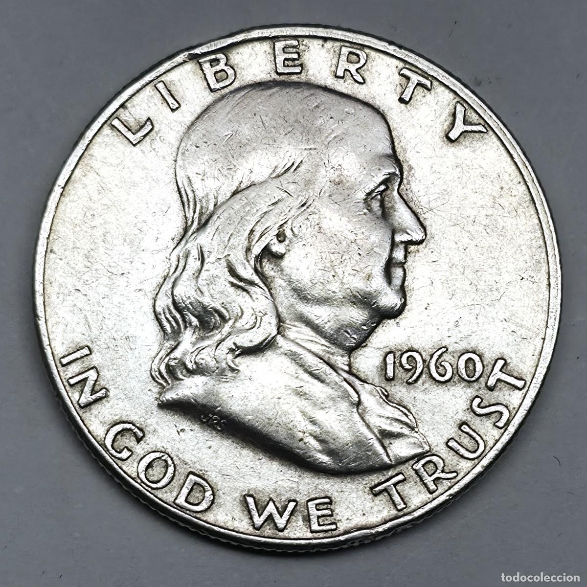 Monedas antiguas de Am&eacute;rica: MONEDA PLATA ESTADOS UNIDOS 1/2 DOLAR LIBERTY 1960