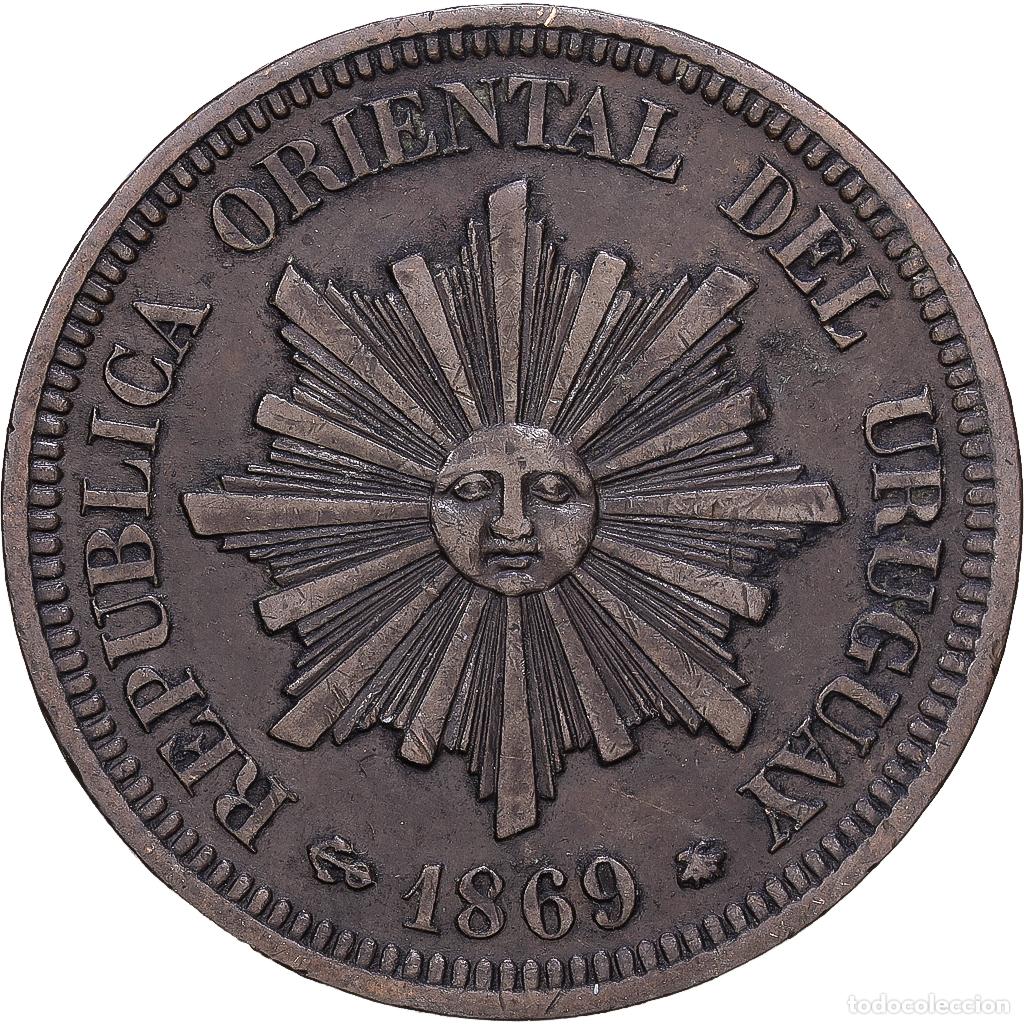 Monedas antiguas de Am&eacute;rica: [#1168333] Uruguay, 2 Centesimos, 1869, Uruguay Mint, Bronce, MBC, KM:12