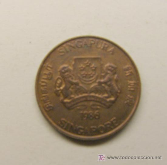 Monedas antiguas de Asia: Moneda de 1 centavo, a&ntilde;o 1986.  Singapur. - Foto 1