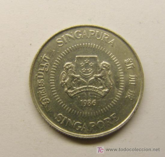 Monedas antiguas de Asia: Moneda de 10 centavos, a&ntilde;o 1986.  Singapur. - Foto 1