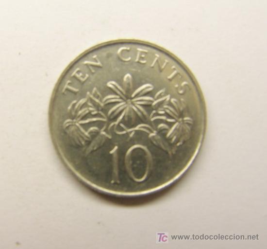 Monedas antiguas de Asia: Moneda de 10 centavos, a&ntilde;o 1986.  Singapur. - Foto 2