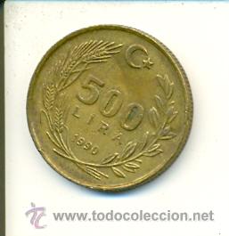 Monedas antiguas de Asia: 4-1643. Moneda Turkia. 500 Liras 1990