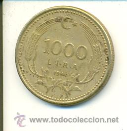 Monedas antiguas de Asia: 4-1647. Moneda Turkia, circulada. 1000 Liras 1994. RC