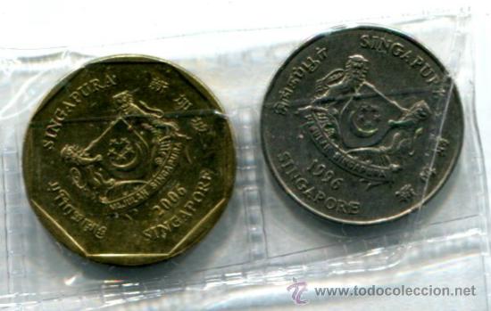 Monedas antiguas de Asia: 2 monedas diferentes de Singapur. - Foto 1